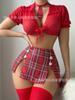 Conjunto de Lingerie Sexy Estilo Europeu e Americano Novo para Amazon Transfronteiriço Uniforme de Garota Popular com Fenda para Mulheres