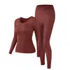 Capa base de belleza ultrafina Ropa interior térmica para mujer Ropa de otoño Conjunto de pantalones de otoño Capa base invisible sin costuras que genera calor Invierno