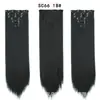 Atacado 22 polegadas 130g Conjunto de 7 peças Fibra Sintética Clip-in Apliques de Cabelo Peças de Cabelo Cabelo Liso Peças para Cobrir o Cabelo