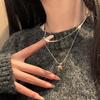 Collar Ojo de Tigre Doble Capa Maillard para Mujer Diseño de Alto Nivel Sentido de Diseño Nicho Versátil Cadena Hueso de Serpiente Collar Dulce Fresco Cadena para Clavícula