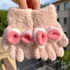 Lindos Guantes de Lana Tejida de Peluche para Niños en Otoño e Invierno para Prevenir el Frío y Mantener Caliente Guantes Completos con Lazo Estudiantiles para Exteriores