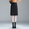 Falda retro de tiro alto hecha a medida para mujer, otoño, corte holgado, adelgazante, con cinturón, elegante falda recta de longitud media