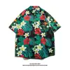 Camisa Floral Estilo Tailandês Praia de Bangkok, Manga Curta, Roupa Unissex para Casal, Camisa Solta Retro Cool de Secagem Rápida para o Festival Songkran