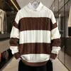 Nuevos suéteres de punto para otoño e invierno para hombres y mujeres, suéteres casuales sueltos a rayas de color block juveniles de moda