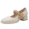 Sapatos Cheongsam com saltos grossos, Sapatos Mary Jane para mulheres, Novo estilo outono 2026, Adequados para combinar com saias, Sapatos de salto alto estilo francês delicado para damas de honra