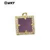 WT-P1994 colgante de piedra cuadrada pequeña multicolor natural incrustación de circonita gancho único joyería pendientes accesorios