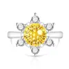 Anel de Girassol Colorido com Pedras Preciosas para Mulheres, Venda Quente em Transmissão ao Vivo, Banhado a Ouro Real com Incrustação de Diamante de Alto Carbono, Anel Moderno e Único com Corte de Fogos de Artifício