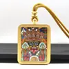 Tangka Dorado Pintado a Mano Parcialmente Pasado y Presente Colgante Tangka Zakhilaam Collar Tangka de Diez Fases Acero de Titanio
