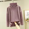 Camiseta Térmica de Manga Larga Derong Catiónica Top Cálido Invierno Cuello Alto Prenda Base para Mujer Doble Cara Holgada Verde Claro