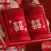 Toalla de Boda Dote Bordada Toalla Roja para la Cara Dote de la Novia Regalo de Retorno Caja de Regalo de Boda Toalla para la Cara