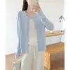 Em estoque: Cardigã de tricô de lã 6 para mulheres, jaqueta curta fina para início de outono, peça externa pequena, estilo coreano, roupas femininas delicadas para atacado