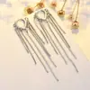 Nuevos pendientes largos de borla con aguja de plata s925 japoneses y coreanos para mujer, de alta gama, elegantes, de lujo ligero, pendientes que adelgazan el rostro