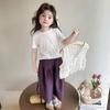 Traje de Chaleco Casual de Encaje de Manga Corta de Moda de Estilo Coreano para Niñas, Pantalones de Verano Nuevos y Elegantes para Niños, Conjunto de Tres Piezas