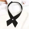 JK Gravata Borboleta Cruzada de Cor Pura Uniforme Escolar Feminino Estilo Preppy Gola Vinho Camisa com Flor Uniforme de Formatura Laço