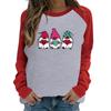 Camiseta Top Europea y Americana LOVE Tres Enanitos Anciano Estampada Día de San Valentín Manga Larga Raglán Pareja Mujer