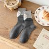 Calcetines de Dibujos Animados con Estampado de Terciopelo Tridimensional Estilo Coreano para Mujer, Calcetines Holgados de Empalme Falsos de Dos Piezas de Moda para Otoño e Invierno, Venta al por Mayor Transfronteriza de Fábrica