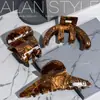 Alian Francia Francia acetato alta calidad color veta de madera agarre clip de tiburón grande luz lujo femenino clip de nuca
