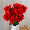 Ramo de flores artificiales rojas personalizado para decoración de bodas, arreglo de plantas verdes, paisajismo de hoteles, decoración de pasillos, flores artificiales