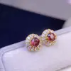 Pendientes de Turmalina Pura Natural Plata de Ley S925 Tecnología de Incrustación El Cristal Está Limpio, el Color Es Bueno y el Color Fuego Es Bueno,