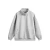 Moletom branco e cinza com meio zíper para homens, novo para a primavera e o outono de 2026, peso pesado, forrado com fleece, estilo casual americano, com gola de lapela