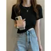Camiseta Slim de Manga Corta 2025 Nueva Camisa Estilo Francés de Alta Gama Estilo Extranjero Top Corto Ajustado de Seda de Hielo para Mujer Verano