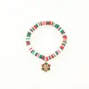 Joyería Transfronteriza Europea y Americana Navidad Pulsera de Cuentas de Arcilla Polimérica Suave Regalo Pulsera de Papá Noel Pulsera de Contraste de Color Festivo