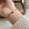 Pulseira da sorte vermelha de ano novo, amor zircônia, aço titânio, pulseira de contas com tira brilhante de coração vermelho francês, acessórios femininos