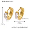 Brincos Europeus e Americanos de Luxo Acessível em Zircônio Branco, Brincos de Diamante Modernos e Elegantes para Mulheres, Brincos Quadrados de Zircônio em Aço Inoxidável, Exclusivamente para Exportação