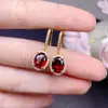 Brincos de Garnet Vermelho Vinho Natural Prata Esterlina S925 Incrustados com Cor de Fogo Corporal Puro Garnet Super Brilhante Pedra Principal Feminina