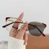 Moda Transfronteiriça Nova Cor Que Muda Óculos Anti Luz Azul Tendência Metal Vazado Armação de Óculos Espelhada Plana Óculos de Cor Que Muda Retrô