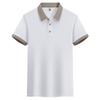 Camisa Polo Masculina de Manga Curta para o Verão Business Casual Gola Contrastante Camiseta de Seda Gelada Respirável Casual Versátil Camisa Paul