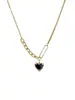 Elegante Cadena de Collar Negra Dulce de Amor Femenina Luz de Lujo ins Moda de Metal Cadena para Clavícula de Suéter