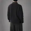 Suéter de punto de alta calidad para hombre, cárdigan de imitación de dos piezas, camisa de manga larga para hombre para primavera y otoño, camiseta interior gris para hombre