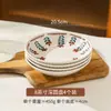 Juego de Platos para Uso Doméstico, Juego Pequeño de Cuenco y Plato Florales, Cuenco Estilo Retro Japonés, Palillos, Plato, Combinación de Platos, Vajilla de Cerámica de Alta Gama