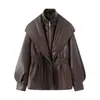 Ropa Europea y Americana Transfronteriza para Mujer, Popular en Aliexpress Estilo Vintage Desgastado Moda Lavada Chaqueta de Dos Piezas de Cuero Sintético