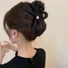 Pinza para el Cabello Grande de Lazo de Satén de Gama Alta para Mujer, Exquisita Pinza Plegada para la Parte Trasera de la Cabeza, Pinza de Tiburón