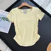 ¡Adelante y cómpralo! Top de Yoga de Secado Rápido, Absorbente de Sudor, Plisado, Mismo Estilo que Lu, con Paneles de Malla y Camiseta de Manga Corta Transpirable para Mujer