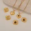 Juego de Joyería Dazan al por Mayor Acero de Titanio Recubierto de Oro Real de 18K Pendientes y Collar Super Estrella Versátil de Lujo Ligero