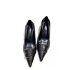 2026 Salto Agulha Francês Elegante Bico Fino Preto Salto Alto Feminino Simples para o Trabalho Slip-on Rasteirinhas Baixas Marrom