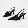 Elegantes Zapatos de Tacón Alto Estilo Francés para Mujer, Nuevas Sandalias de Tacón Alto Stiletto de Satén con Lazo Puntiagudas y de Tira Baja de Lujo