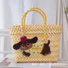 Perro de Dibujos Animados Bolso Tejido Colorido Bolsa de Regalo Souvenir Bolso de Mano Versátil para el Viaje Diario Bolsa de Picnic