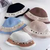 Chapéu de Pescador Estilo Étnico Decorado com Lantejoulas para Mulheres, Chapéu Casual Versátil de Verão com Proteção Solar para Férias e Viagem, Chapéu de Malha com Proteção Solar