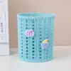 Porta-canetas de Rattan Sintético Personalizado para a Volta às Aulas, Balde de Armazenamento Redondo Criativo para Material de Mesa de Estudante, Atacado em Estoque