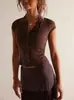 2026 Moda de Verano para Mujer Nuevo Cuello Redondo Ajustado Color Sólido Texturizado Manga Corta Cárdigan Top