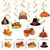 Bandera decorativa para tirar del Día de Acción de Gracias, DAR GRACIAS, pancarta de calabaza con hojas de arce, conjunto de globos, conjunto para fiesta de otoño