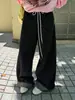 Jeans de Lunares con Cordón de Otoño para Mujer, Pantalones Rectos Holgados, Pantalones de Pierna Ancha Retro Americano, Pantalones Casuales de Caída Larga