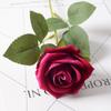 Flor de vellón de rosa de simulación, flor artificial única, flor falsa, regalo para amantes de la boda, decoración para sala de estar, dormitorio, ramo de boda