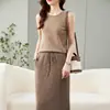 Camisola sin mangas de punto de cachemira para mujer, un cálido chaleco interior, elegante y versátil, suave y amigable con la piel
