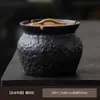 Cenicero doméstico vintage con tapa anti-ceniza, cenicero de estilo antiguo para mesas de té y salas de estar, hecho de cerámica de ceniza y cerámica gruesa