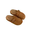 Versión de cuero de zapatos Birkenstock sin talón ultra suaves de suela gruesa para mujer, zapatos perezosos de meter, mules, medias pantuflas de punta cerrada